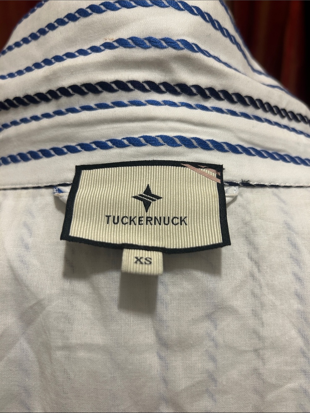 Tuckernuck White and Blue Striped Midi Shirt Dress with Tie Waist. fits large - Picture 8 of 8